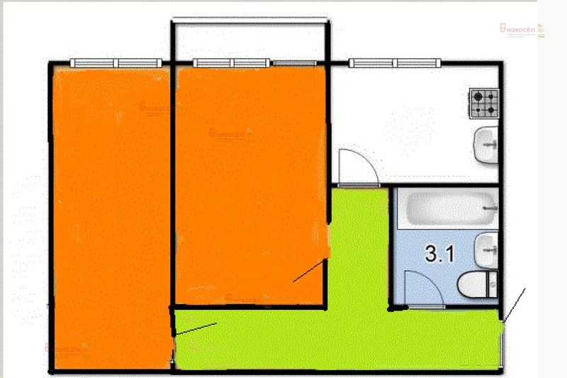 Продажа 2-комнатной квартиры 41 м², 4/4 этаж