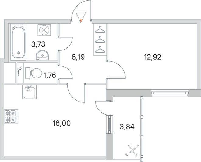 Продажа 1-комнатной квартиры 42,5 м², 1/8 этаж