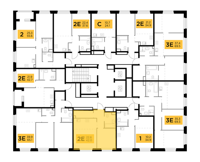 Продажа 2-комнатной квартиры 42 м², 3/23 этаж