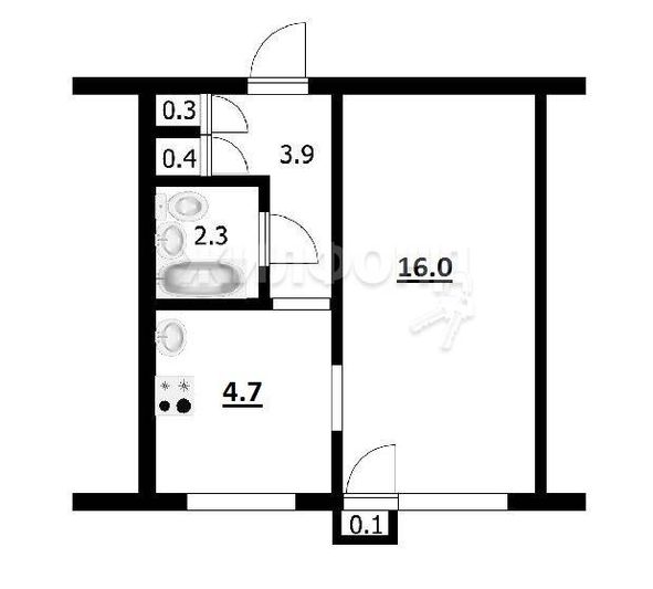 Продажа 1-комнатной квартиры 27,3 м², 3/9 этаж