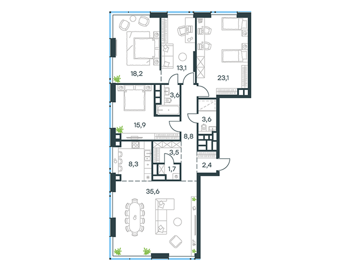 Продажа многокомнатной квартиры 137,8 м², 28/32 этаж