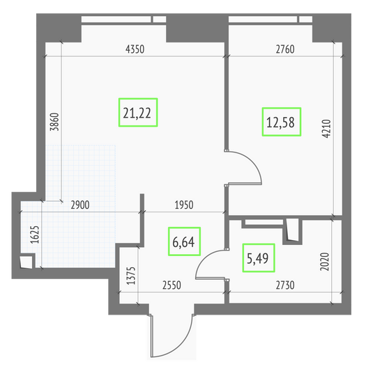 Продажа 1-комнатной квартиры 45,9 м², 44/57 этаж