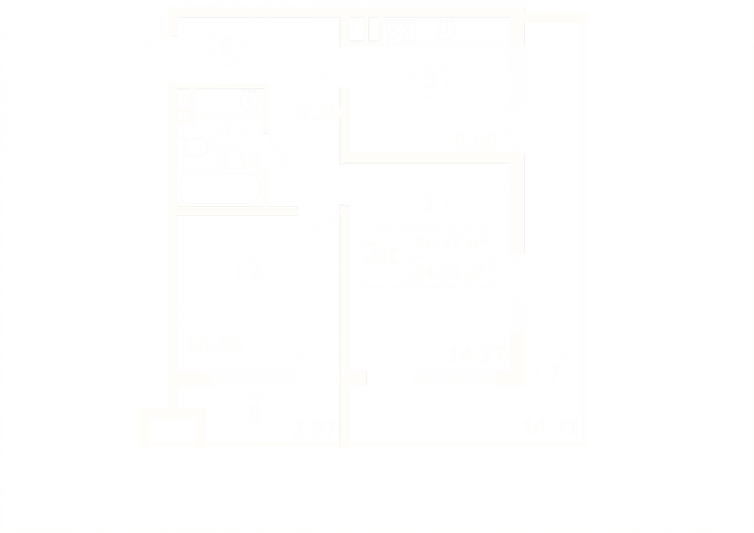 Продажа 2-комнатной квартиры 64,7 м², 6/9 этаж