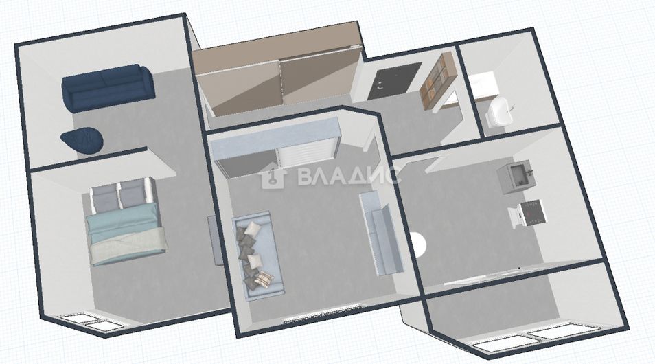 Продажа 2-комнатной квартиры 62 м², 24/25 этаж