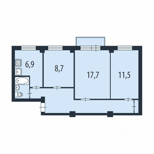 Продажа 3-комнатной квартиры 56 м², 3/5 этаж