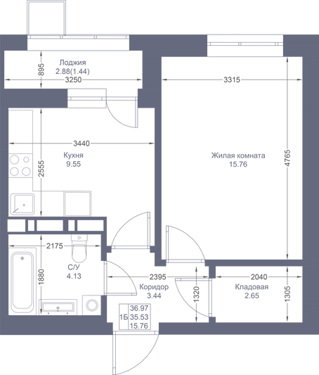 Продажа 1-комнатной квартиры 37 м², 15/17 этаж