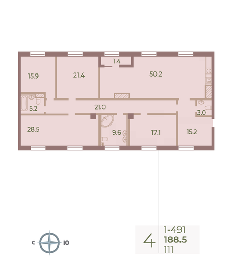 Продажа 4-комнатной квартиры 188,5 м², 9/9 этаж