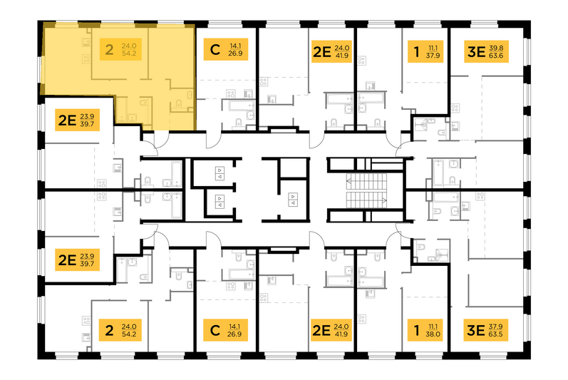 Продажа 2-комнатной квартиры 54,2 м², 7/23 этаж