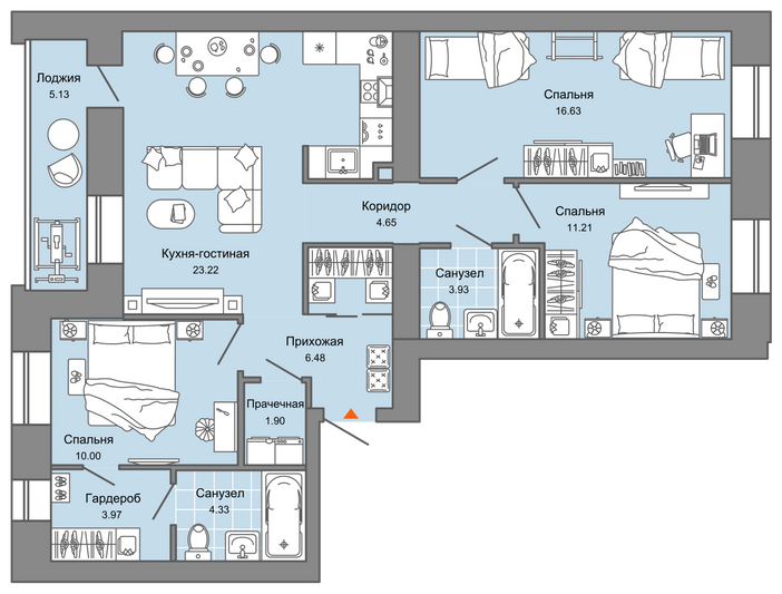 Продажа 3-комнатной квартиры 89 м², 2/8 этаж