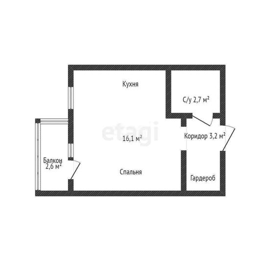 Продажа квартиры-студии 25,8 м², 2/5 этаж