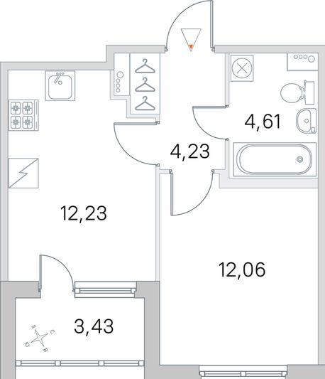 Продажа 1-комнатной квартиры 34,8 м², 1/5 этаж