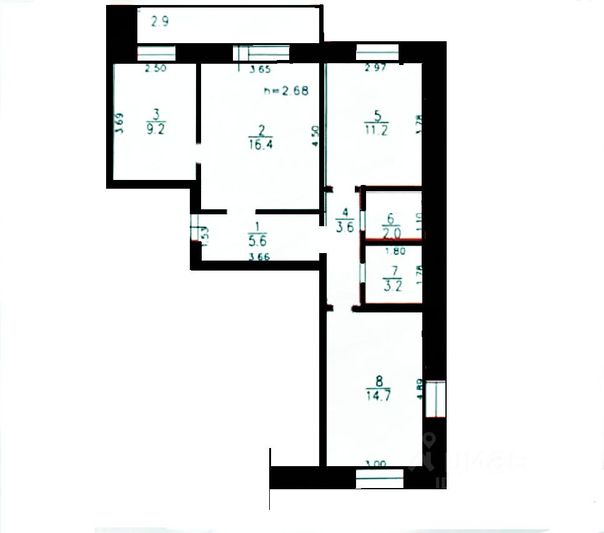 Продажа 3-комнатной квартиры 65,9 м², 4/8 этаж