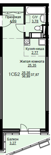 Продажа квартиры-студии 37,9 м², 9/17 этаж