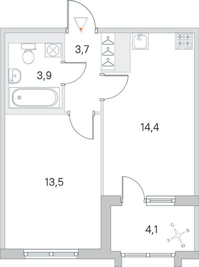 Продажа 1-комнатной квартиры 37,5 м², 3/5 этаж