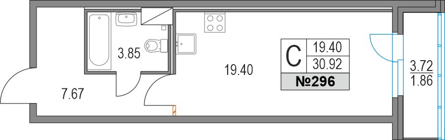 Продажа квартиры-студии 30,9 м², 4/19 этаж