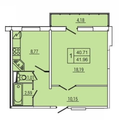 Продажа 1-комнатной квартиры 41 м², 4/16 этаж