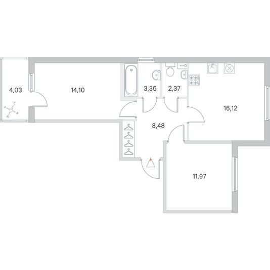 Продажа 2-комнатной квартиры 57,6 м², 1/4 этаж