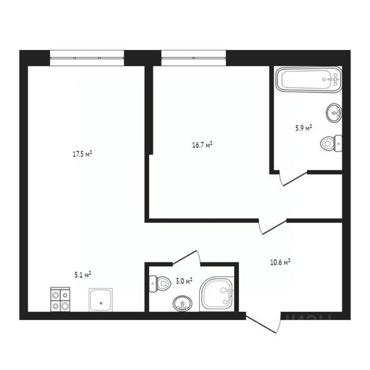 Продажа 2-комнатной квартиры 58,7 м², 3/10 этаж