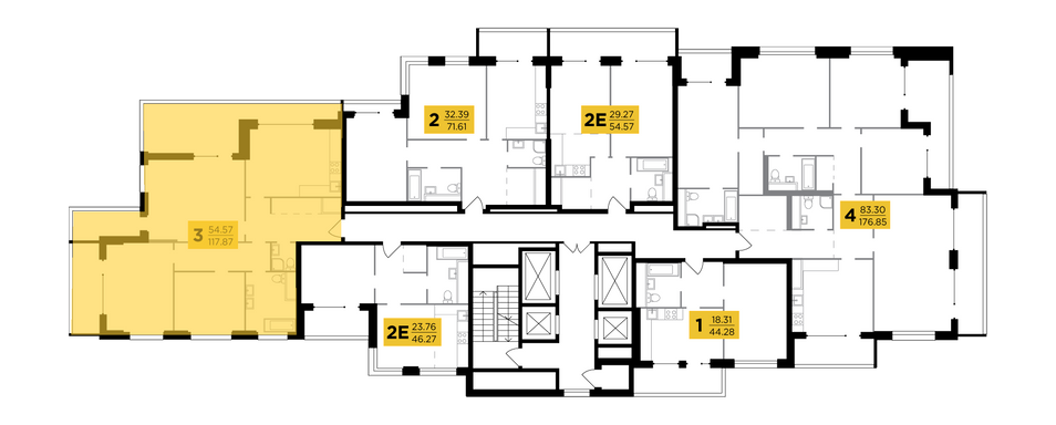 Продажа 3-комнатной квартиры 117,9 м², 27/29 этаж