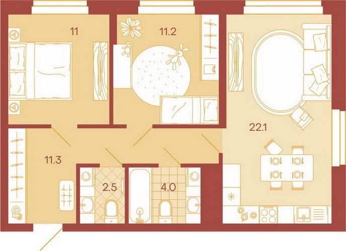 Продажа 3-комнатной квартиры 62,1 м², 8/18 этаж