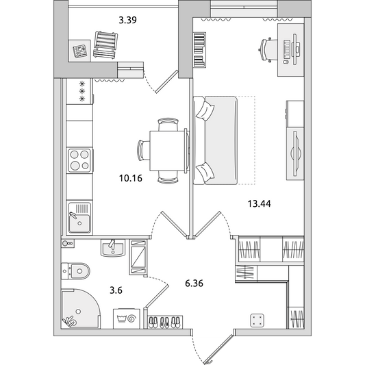 Продажа 1-комнатной квартиры 37 м², 2/14 этаж