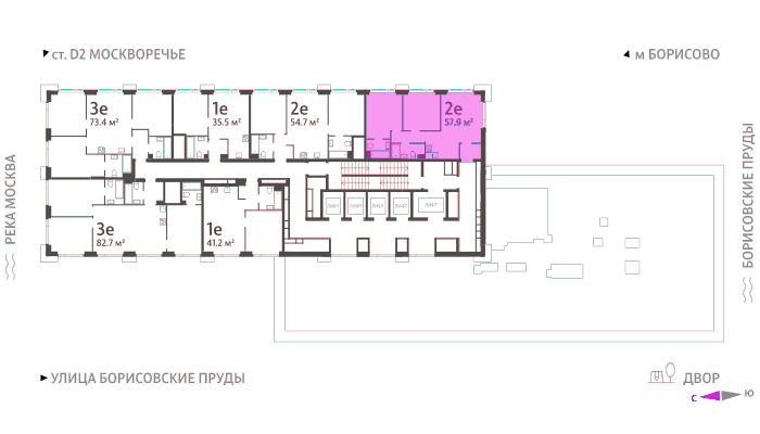 Продажа 2-комнатной квартиры 57,9 м², 42/52 этаж