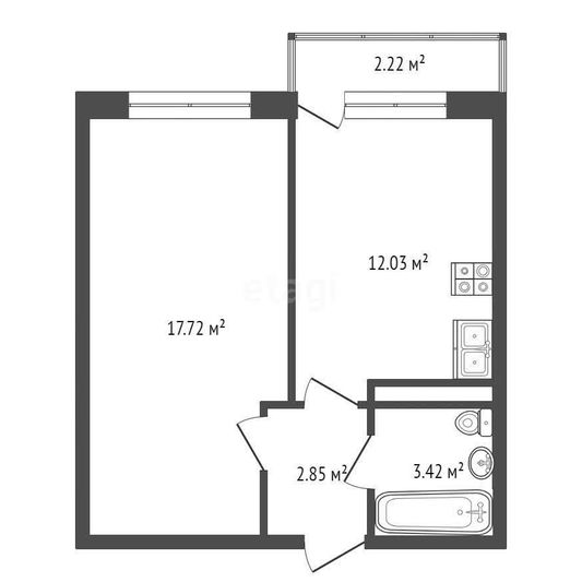 Продажа 1-комнатной квартиры 35,5 м², 4/5 этаж