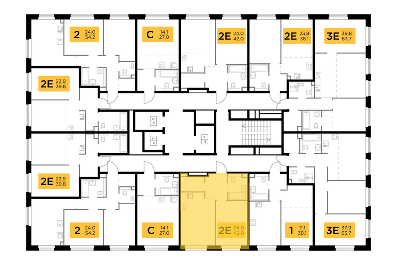 Продажа 2-комнатной квартиры 42 м², 14/23 этаж