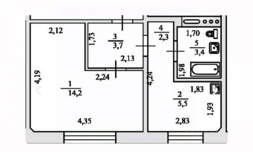 Продажа 1-комнатной квартиры 28 м², 2/4 этаж