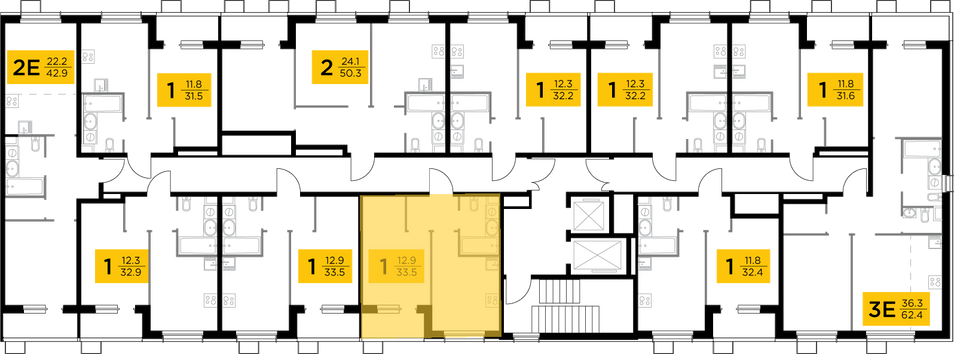 Продажа 1-комнатной квартиры 33,5 м², 8/13 этаж