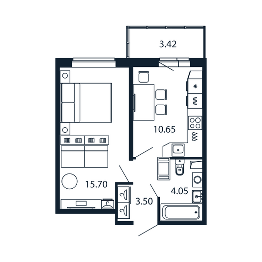 Продажа 1-комнатной квартиры 33,4 м², 9/12 этаж