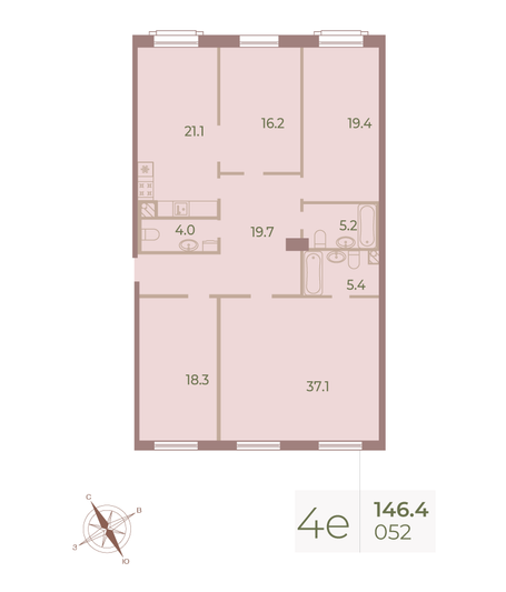 Продажа 4-комнатной квартиры 146,8 м², 2/9 этаж