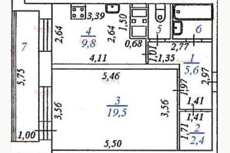 Продажа 1-комнатной квартиры 44,3 м², 3/16 этаж