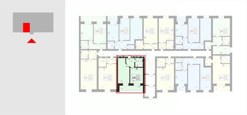 Продажа 1-комнатной квартиры 35,3 м², 3/4 этаж