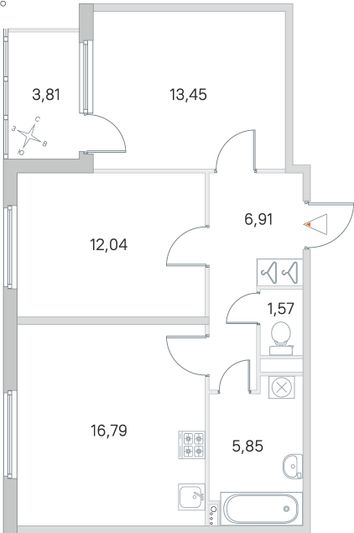 Продажа 2-комнатной квартиры 58,5 м², 1/4 этаж