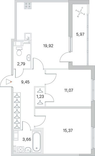 Продажа 2-комнатной квартиры 66,5 м², 4/4 этаж