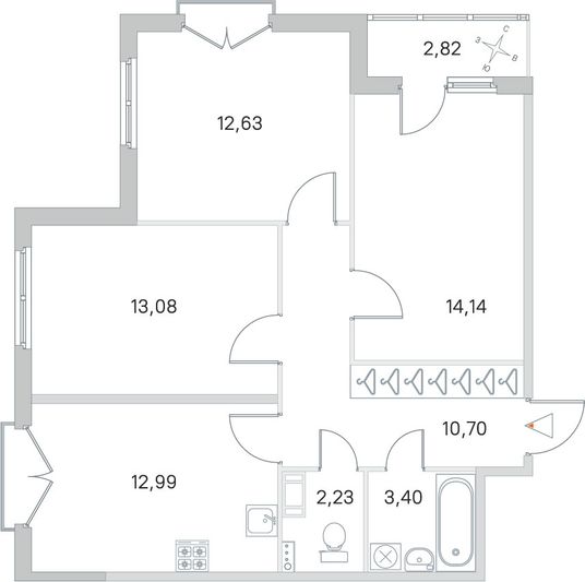 Продажа 3-комнатной квартиры 70,6 м², 4/4 этаж