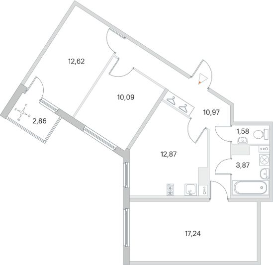 Продажа 3-комнатной квартиры 70,7 м², 2/4 этаж