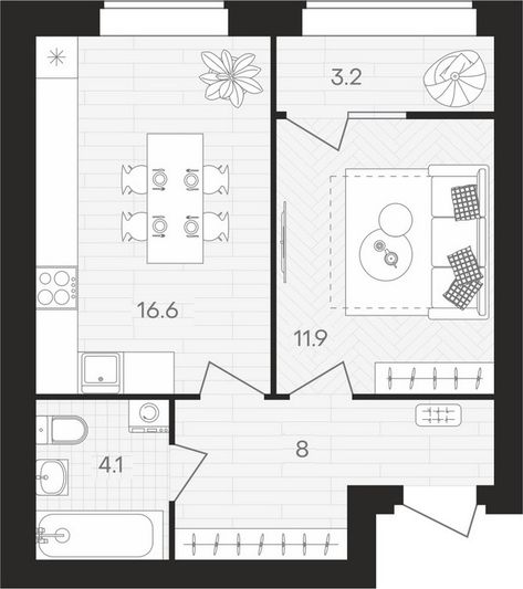 Продажа 1-комнатной квартиры 43,7 м², 8/10 этаж