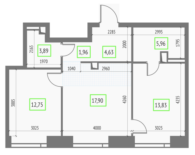 Продажа 2-комнатной квартиры 60,9 м², 35/57 этаж