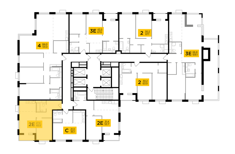 Продажа 2-комнатной квартиры 48,8 м², 26/27 этаж