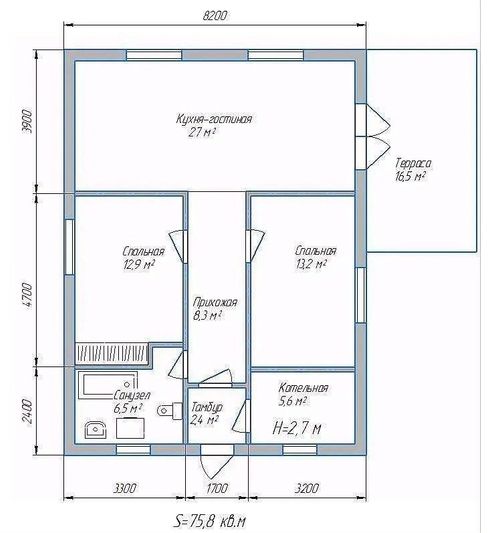 Продажа дома, 75,8 м², с участком 8 соток