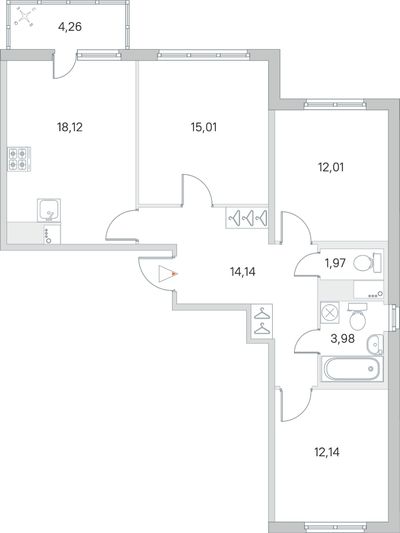 Продажа 3-комнатной квартиры 78,7 м², 7/8 этаж