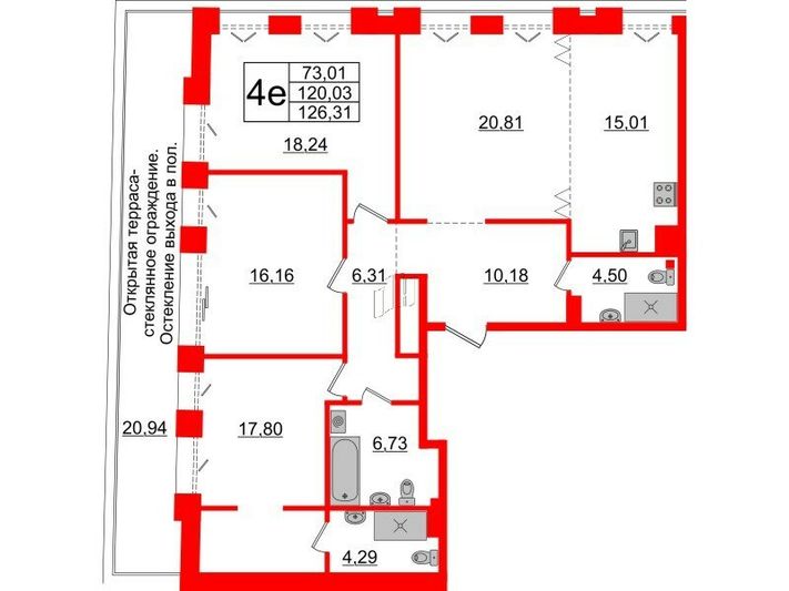 Продажа 4-комнатной квартиры 120 м², 6/7 этаж