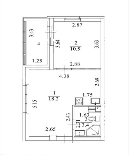 Продажа 1-комнатной квартиры 35,7 м², 2/27 этаж