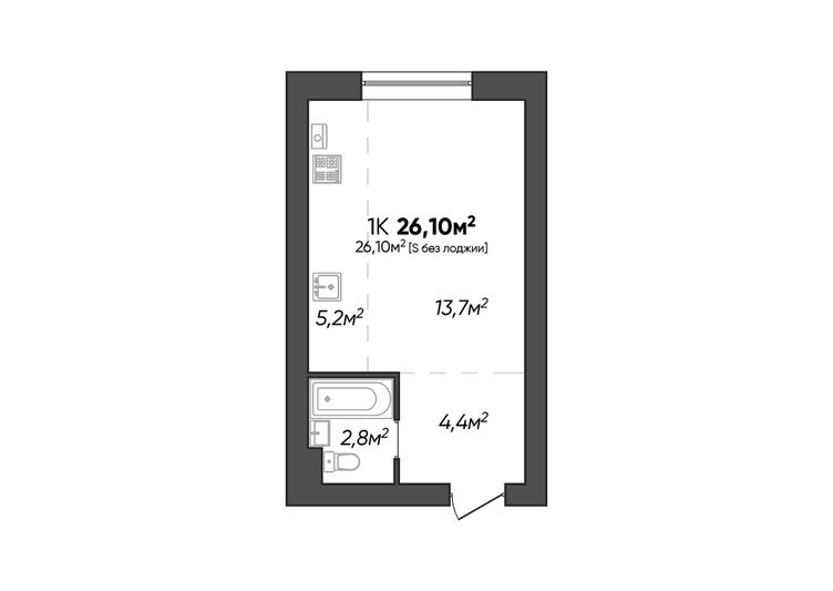 Продажа 1-комнатной квартиры 26,1 м², 3/3 этаж