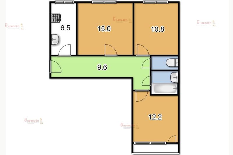 Продажа 3-комнатной квартиры 63 м², 3/9 этаж