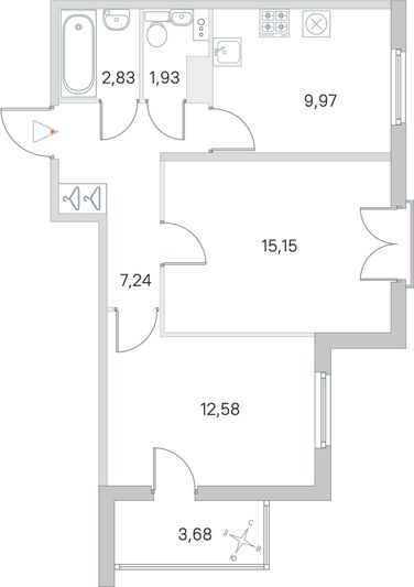 Продажа 2-комнатной квартиры 51,5 м², 4/4 этаж