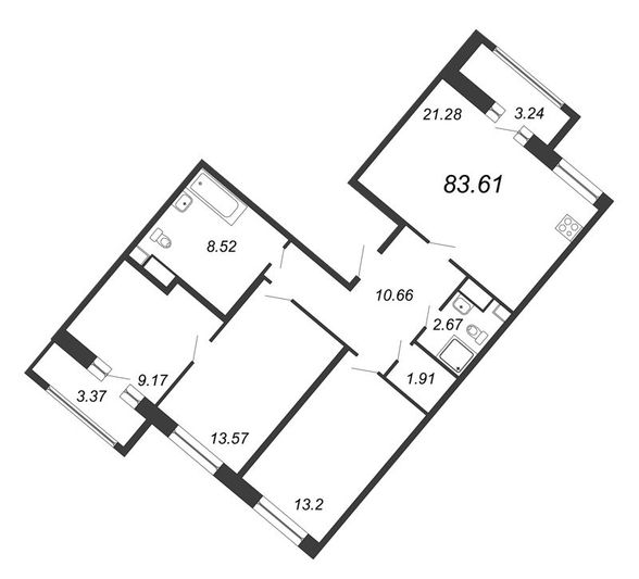 Продажа 4-комнатной квартиры 83,6 м², 5/12 этаж