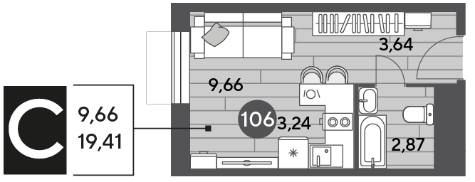 Продажа квартиры-студии 19,4 м², 5/10 этаж